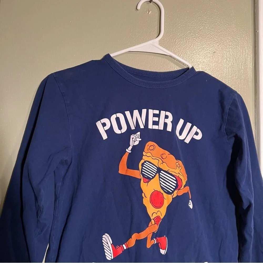 The Children's Place Boys Size Large 10/12 Pizza Graphic Tee Blue Power Up